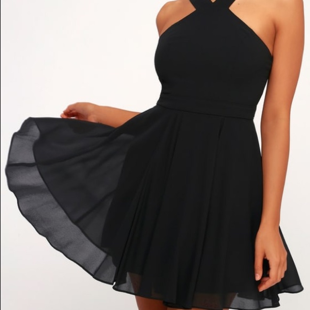 Lulus Forvermore Black Skater Dress